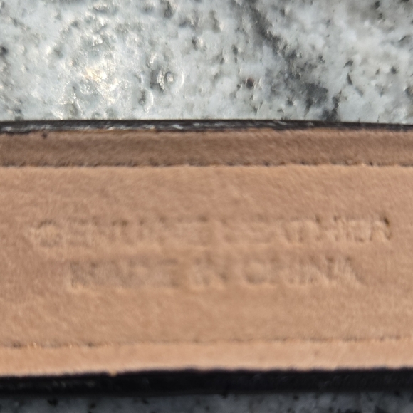 Ann Taylor Large Brown/White Animal Print Skinny Belt Leather Brass Buckle - NEW - Picture 7 of 16